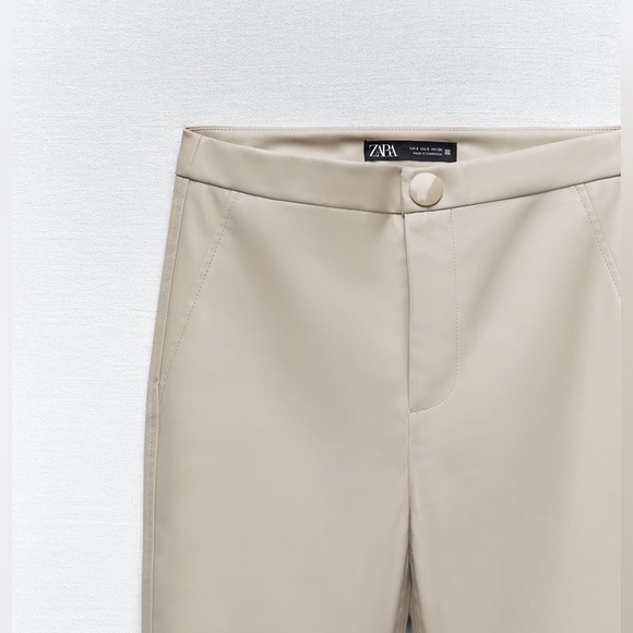 Zara FAUX LEATHER LEGGINGS Color: Sand Size: XS NWT. - Picture 5 of 12